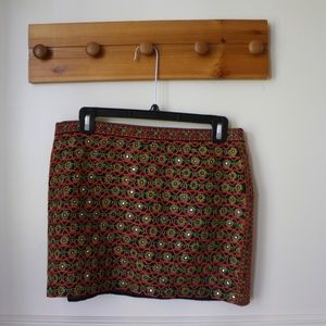 Gryphon Embroidered Sequin Skirt M